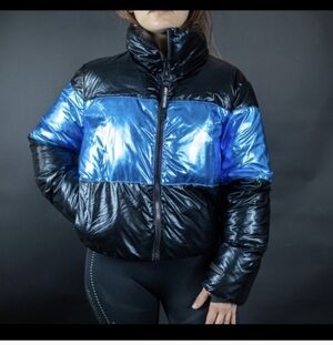 Juicy Couture Black  Label Metallic Colorblock Puffer Jacket SZ.M